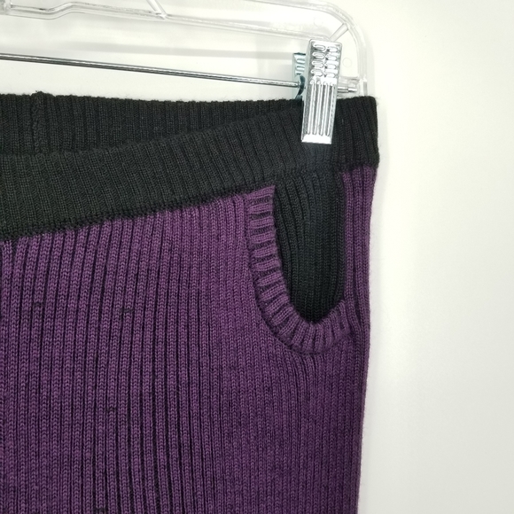 The Ragged Priest | Purple Ribbed Knit Flare Pants - Picture 3 of 7